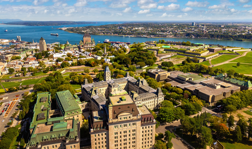 Vue aérienne de la ville de Québec